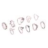 Retro V-Shaped Leaves and Flowers Ring Set - 10 Pieces, European & American Style