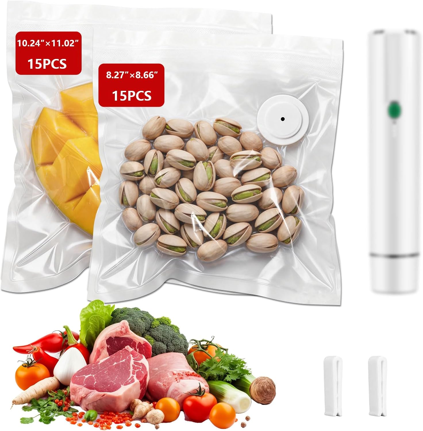 

Vacuum Sealer Bags for Heavy Duty Sous Bags with 2 Sealing Clips, L United States