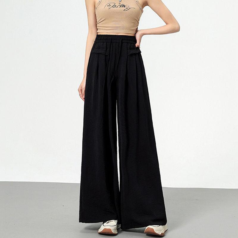 Plus-size At All Seasons Elastic Strap Wide Leg Pant High Waist Women Trousers Chiffon Loose Plus Size Fashion Woman Casual Pants