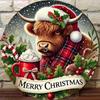 Highland Cow Metal Wall Art 7.87 Inch, Scottish Farmhouse Plaque, Rustic Holiday Home Decor