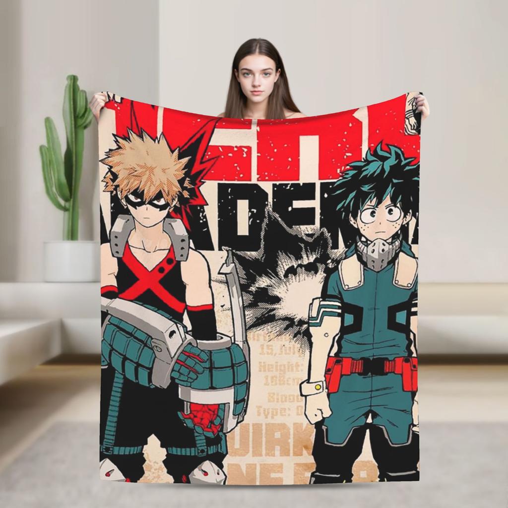 Deka My Hero Academia Anime Fleece Vtipná Prodyšná Přehozovádeka na Postel Pohovku Jaro Podzim