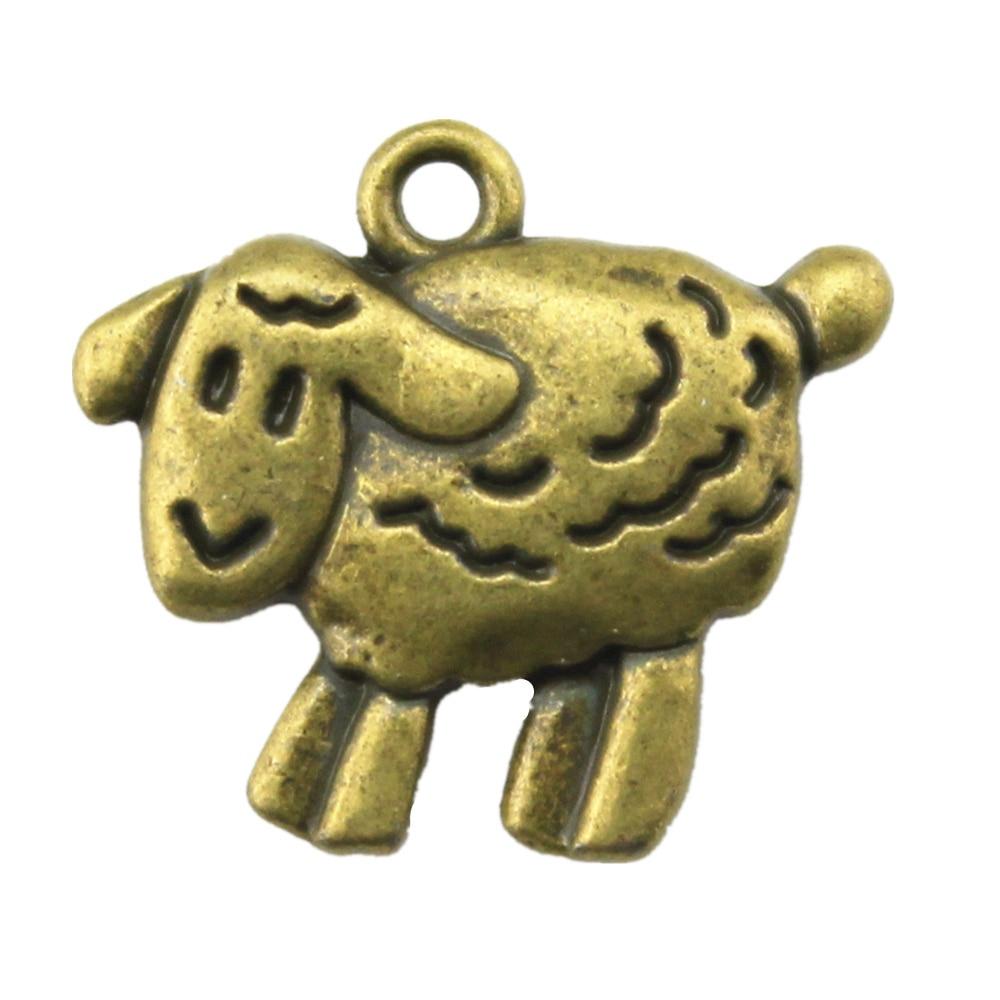 

10шт овцы Амулеты Амулеты Античная бронза Цвет цинковый сплав 18X16mm