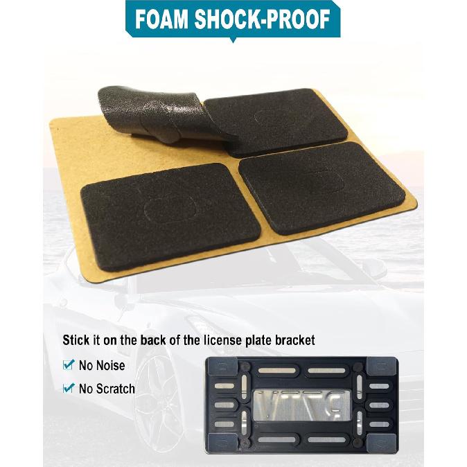 Front License Plate Bracket Holder - Universal Front Mounting Kit, Plastic Bumper Car Tag Adapter With Copper Threaded, With Screws Caps And