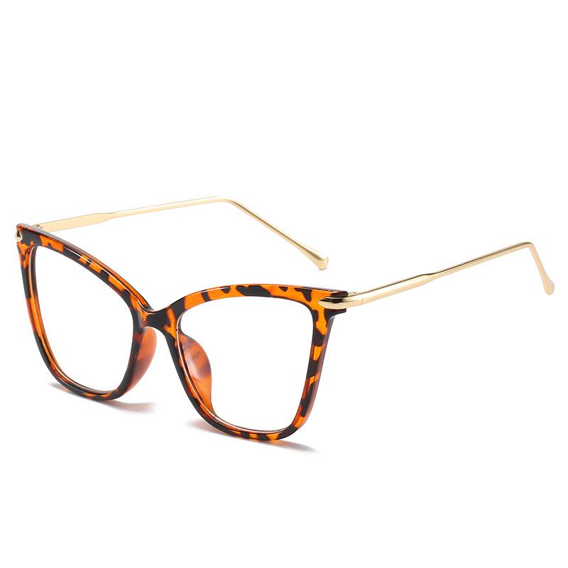 Metal Leg Eyeglass Glasses Vintage Plain Glasses Female Personality Large Frame Simple Cat's Eye Frame
