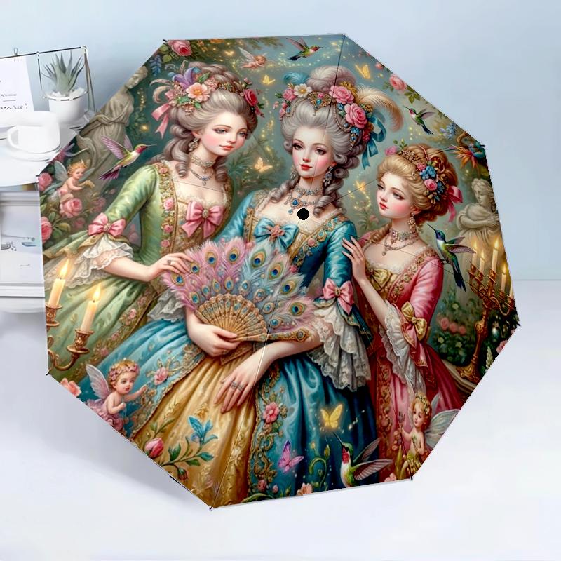 Victorian Tea Party Scene 8-Frame for Travel, camping, Casual Lightweight Portable Umbrella, Essential for every family Holidays Birthday Gift