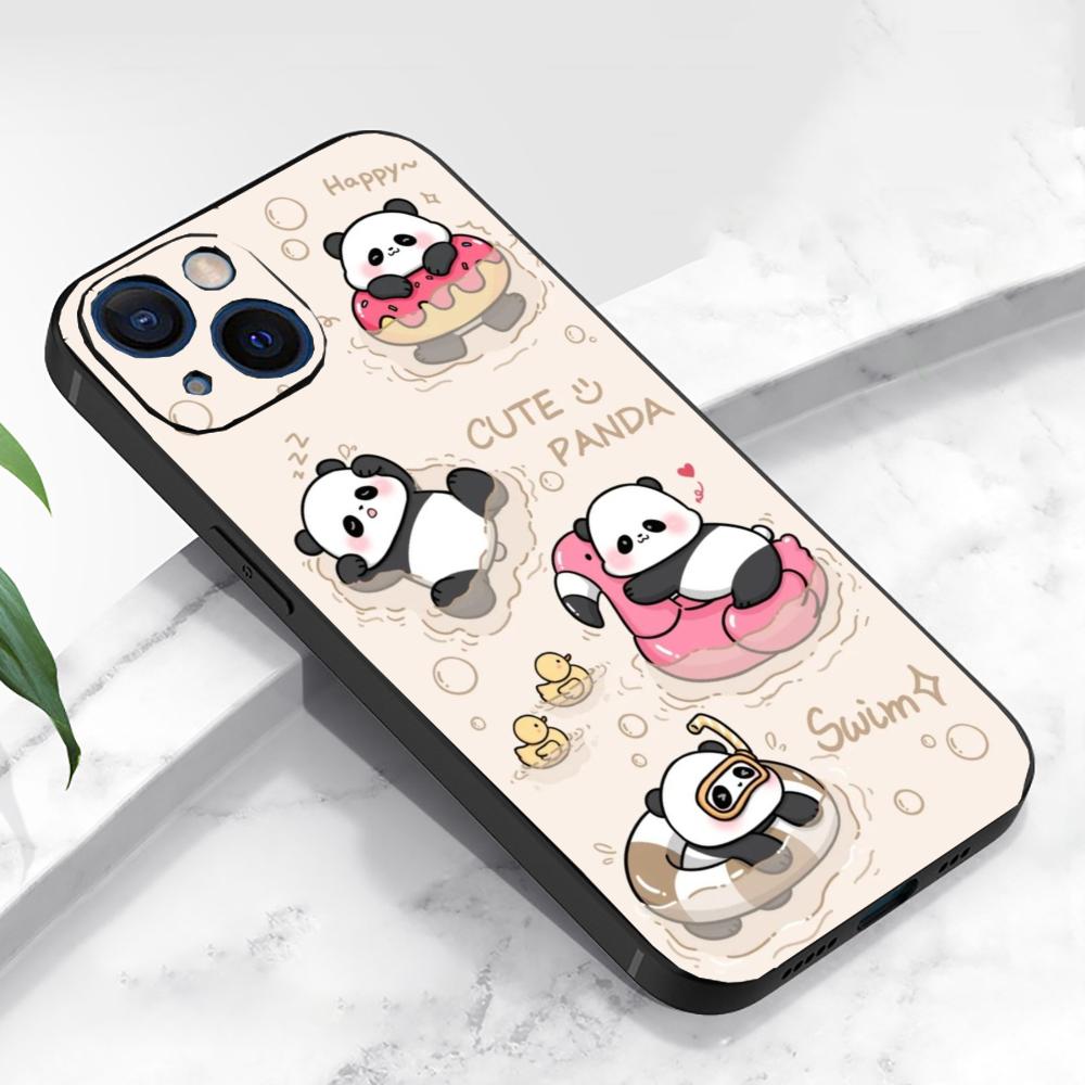 Cute Panda Pattern Phone Case Suitable for iPhone 17, 16, 15, 14, 13, 12, 11 Pro/Max/Plus Anti Drop Matte Soft Case Anti Shock