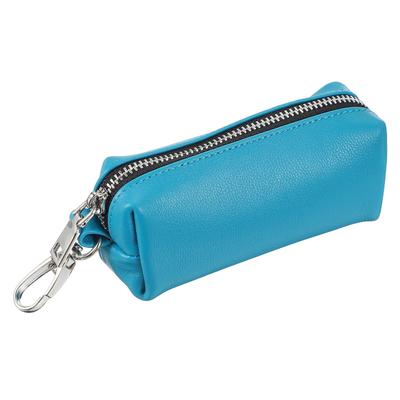 Uxcell Leder Münzbeutel, Leder Autoschlüssel Halter Tasche, Handgehaltene Münzbörse Schlüsselanhänger Beutel mit Schlüsselring, Unisex, Blau