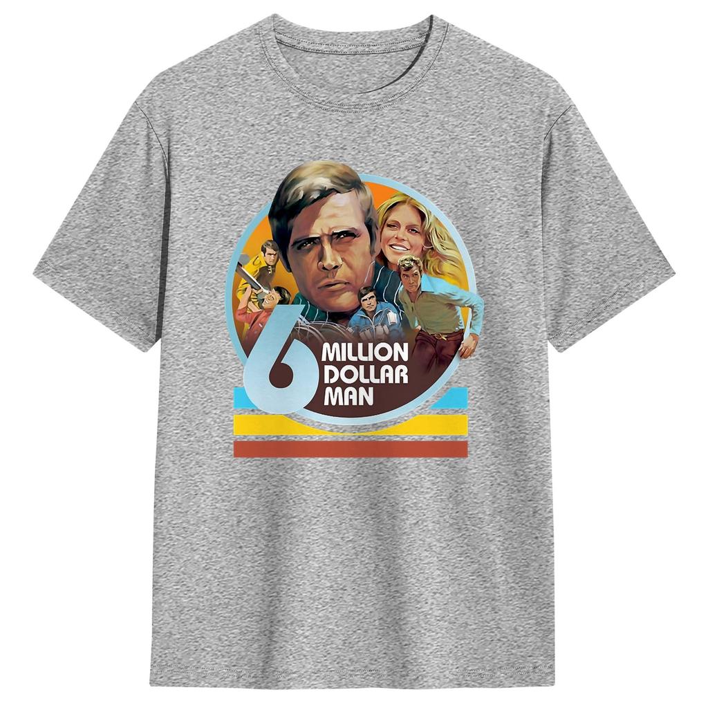 Sex Miljoner Dollar Unisex TV T-shirt för Unisex Rolig Bomulls T-shirt Rund Hals Kortärmad T-shirt Klassiska Toppar