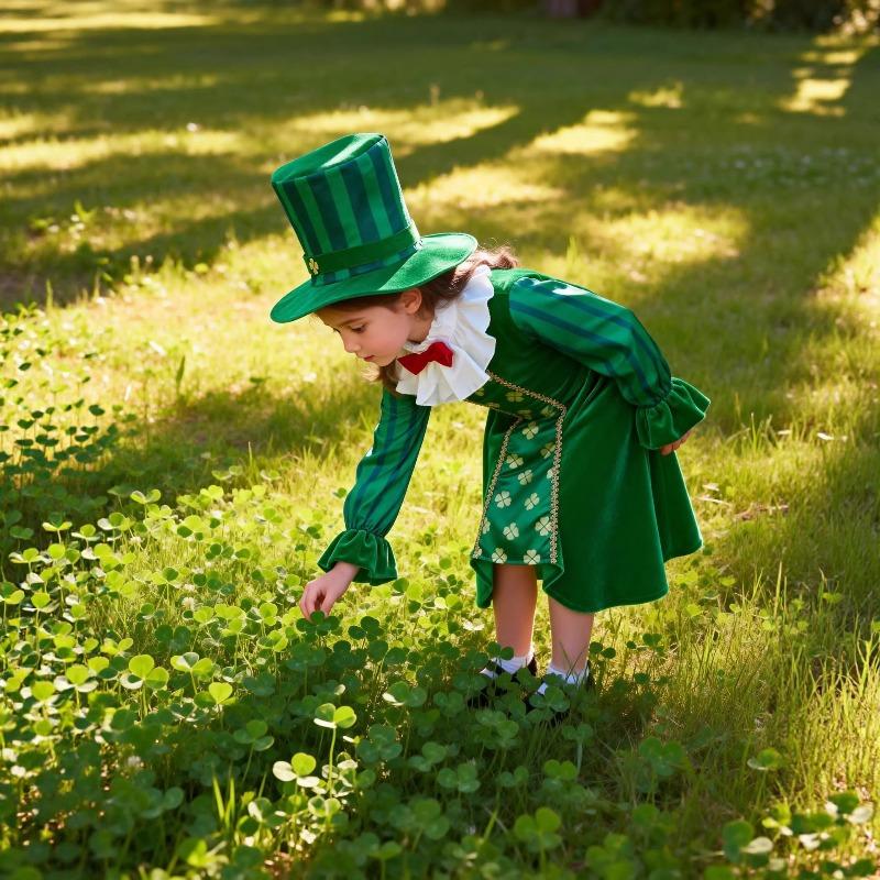 Mädchen Irisches Ethnisches Cosplay Kostüm St. Patrick's Day Rollenspiel Outfit Bühnenperformance