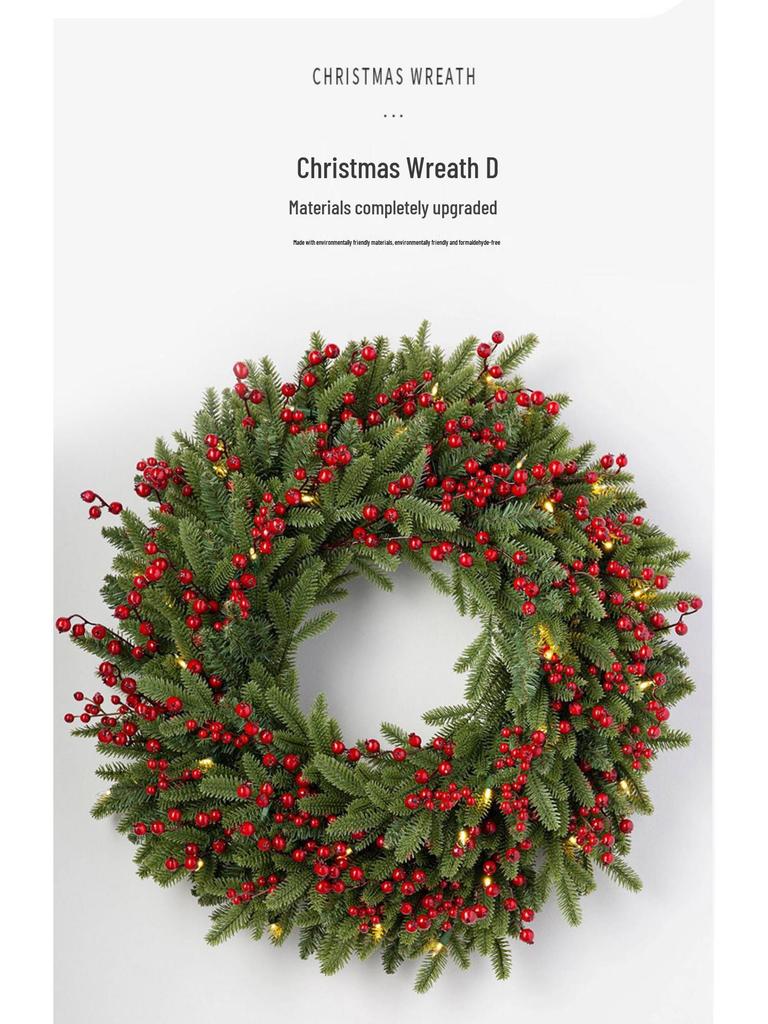 Rattan Christmas Wreath & Tree Set: 50/60/80CM Door Hanging & 2.7M Garland, Perfect for Holiday Window Décor