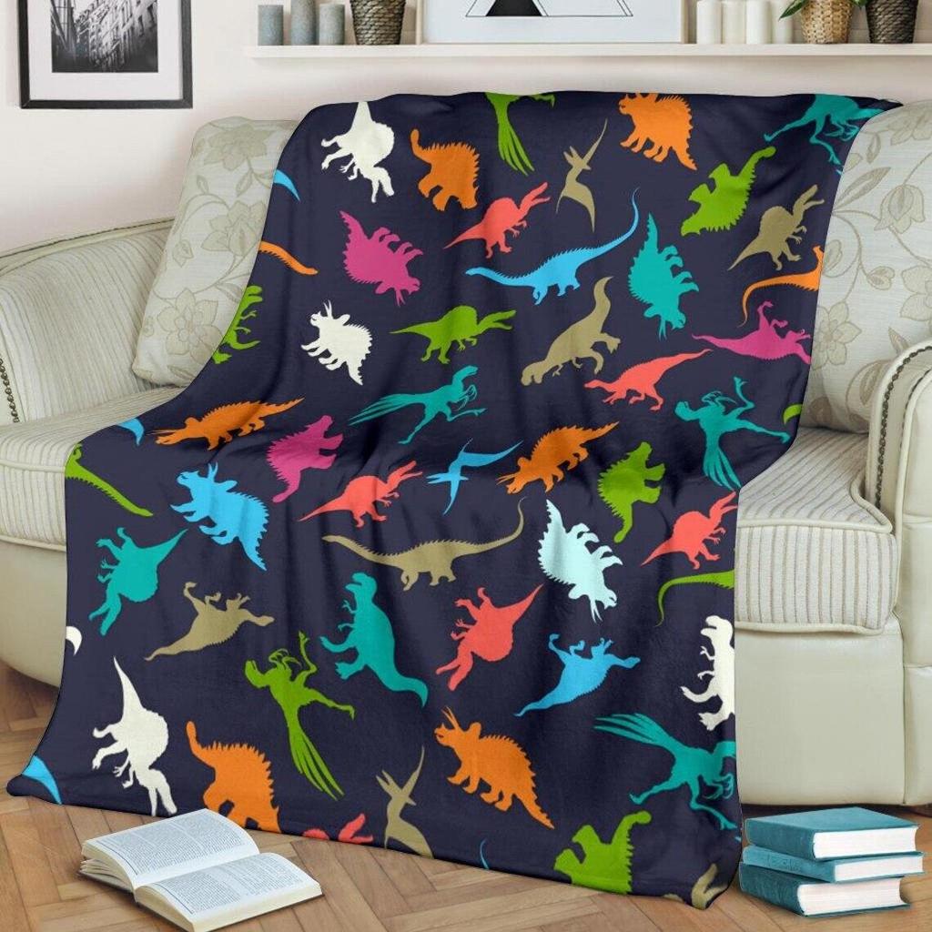 Cartoon Dinosaur 3D Printed Blanket Flannel Blanket Throw Blanket Soft Sofa Kids Blanket