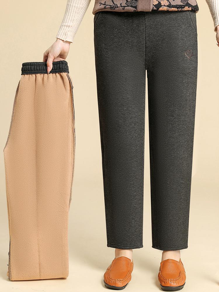 Velvet Straight-Leg Pants for Women - Winter and Spring Fashion for Elderly & Middle-Aged