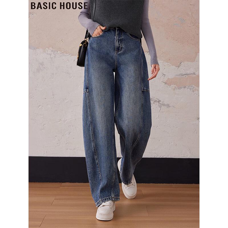 Basic House Women s High-Waist Curved Jeans L