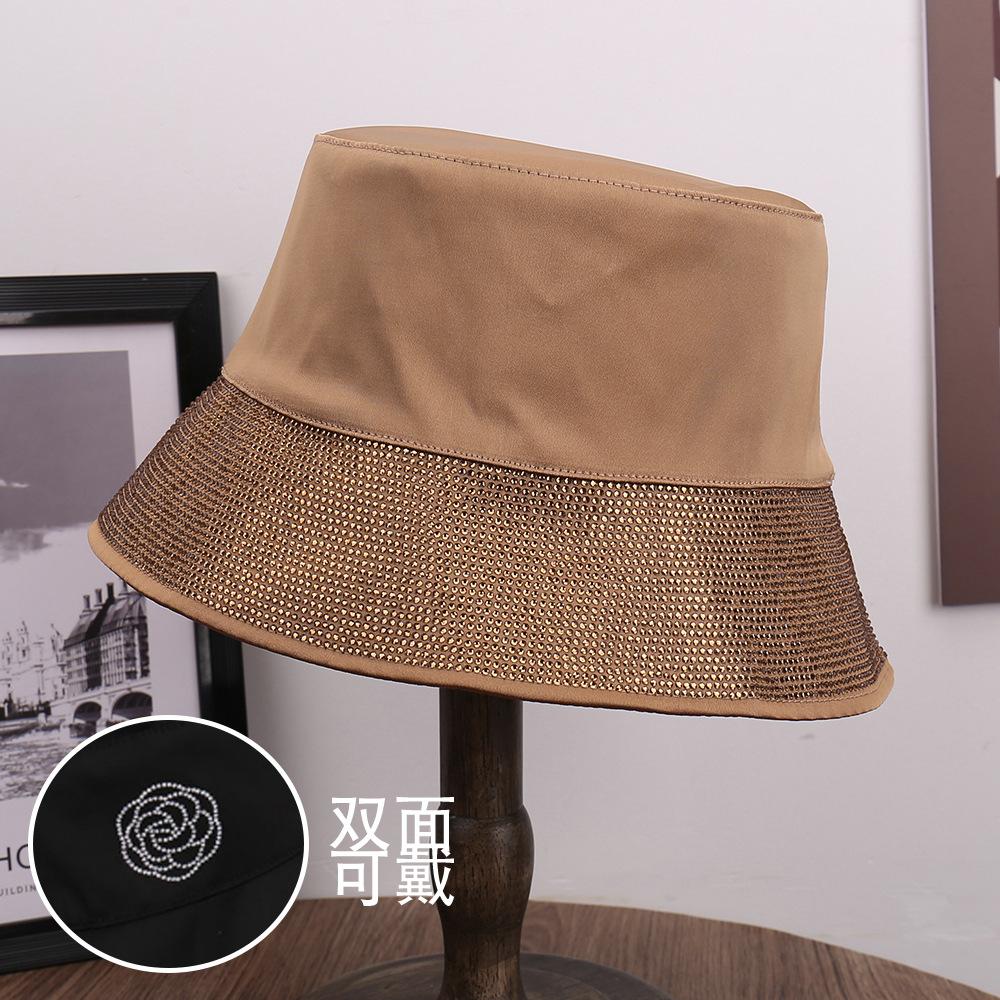 New High Quality Rhinestone Decorative Flower Outdoor Versatile Elegant Sunshade Fashion Bucket Hat Travel Bucket Hat