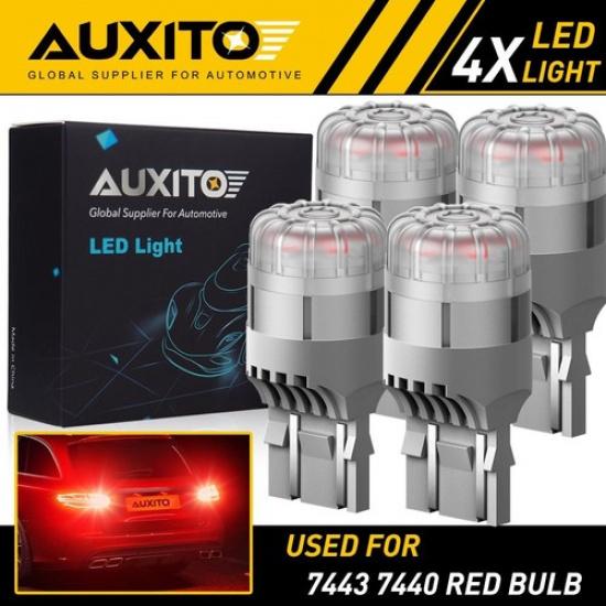 4X AUXITO T20 7443 7440 Светодиодные лампы для стоп-сигнала, габаритного огня, поворотника, сигнала торможения Красные
