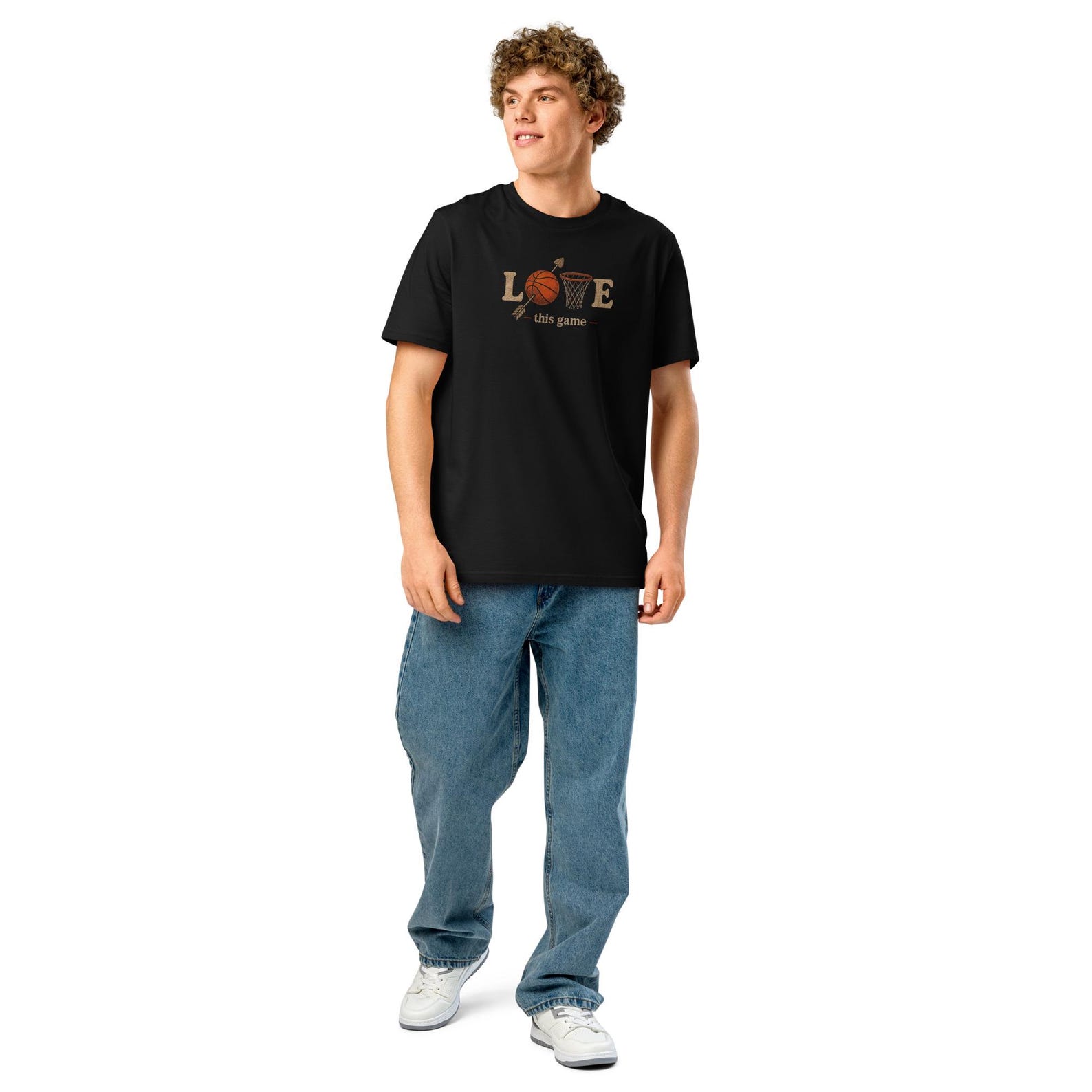 Unisex organic Love This Game Basketball Graphic T-Shirt S