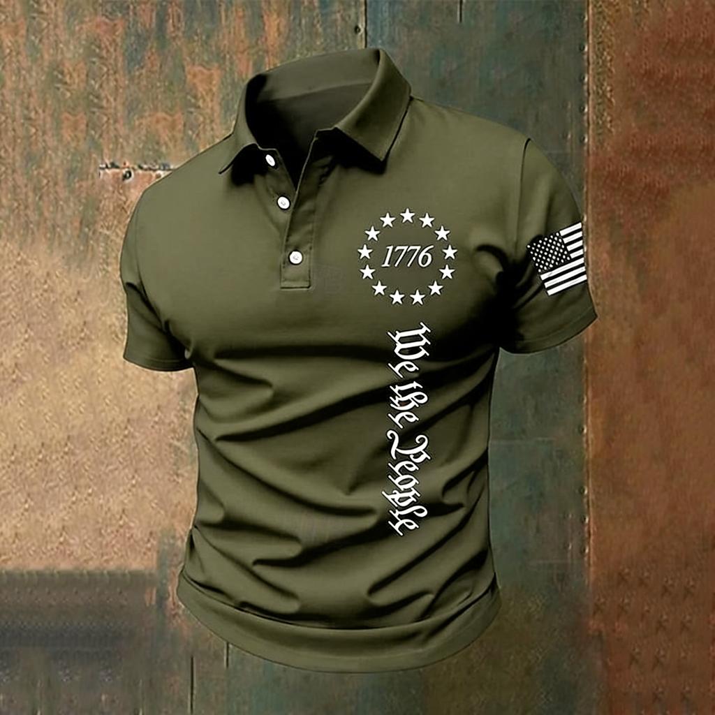 Men's US Flag 3D Print Patriotic 1776 Short Sleeve Polo Shirt Summer Shirt Summer Casual Outdoor Vacation Dailywear Men Clothing