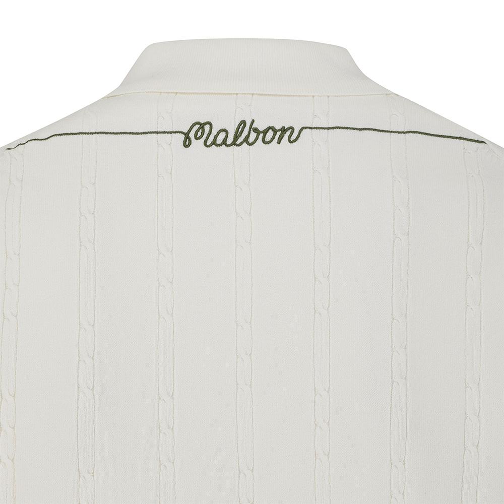 MALBON GOLF M Chain Cable Pattern Casual Short Sleeve Knit Ivory (Man)