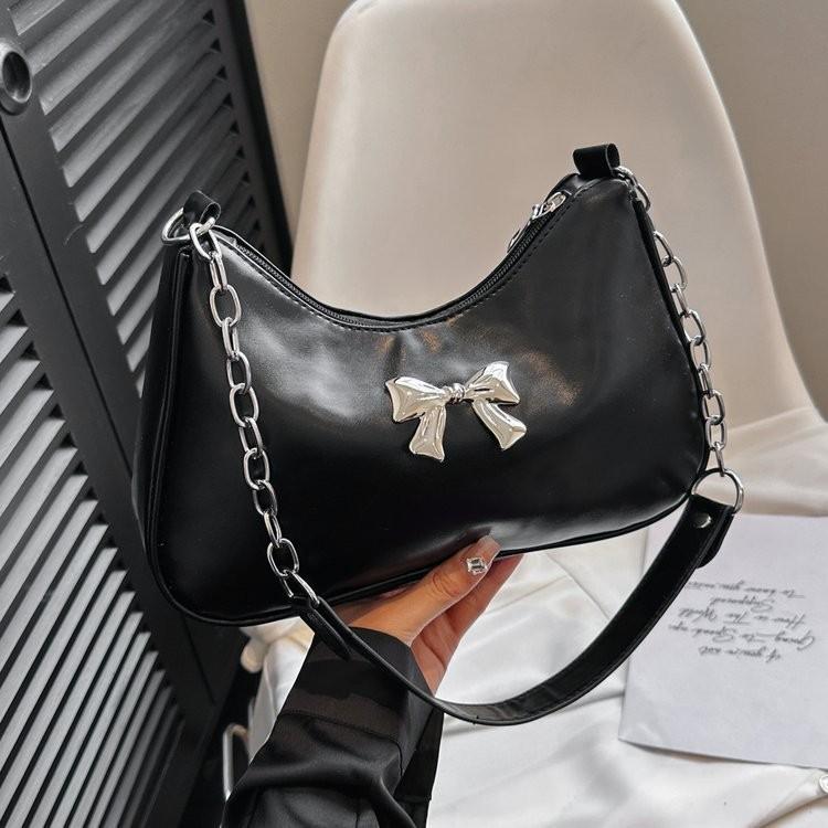 Trendy Soft Polyester Fashionable Women's Handheld Bow Bag With Floral Elements