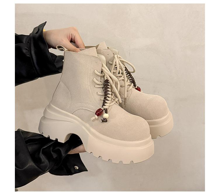 Spring and Autumn 2025 New Fashion Denim Sweet Cool Wind Martin Boots Children's Thick Soles Increase Height Lightweight British Single Boots