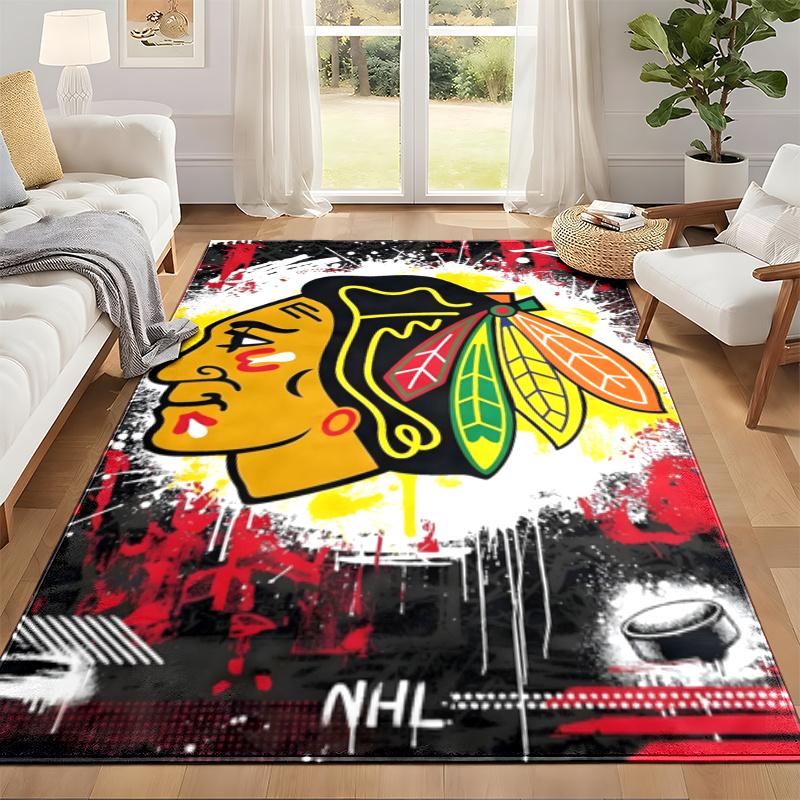 Chicago Blackhawks Matt Dörrmatta för Vardagsrum eller Sovrum Skyddsmatta Under Stol Kontorsdekoration Julklapp Födelsedagspresent