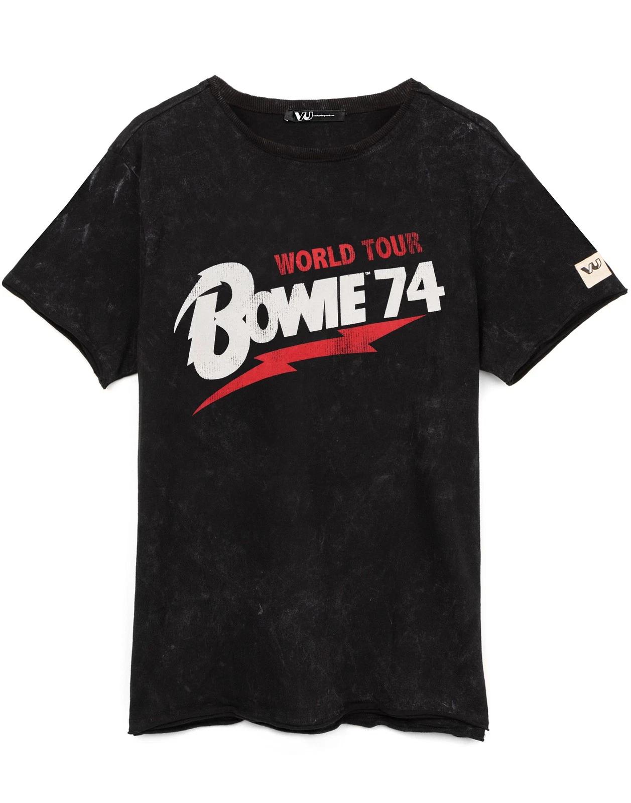 

David Bowie Black World Tour Graphic Short Sleeved 100% Cotton T-shirt Mens Tees Top Mens 2XL