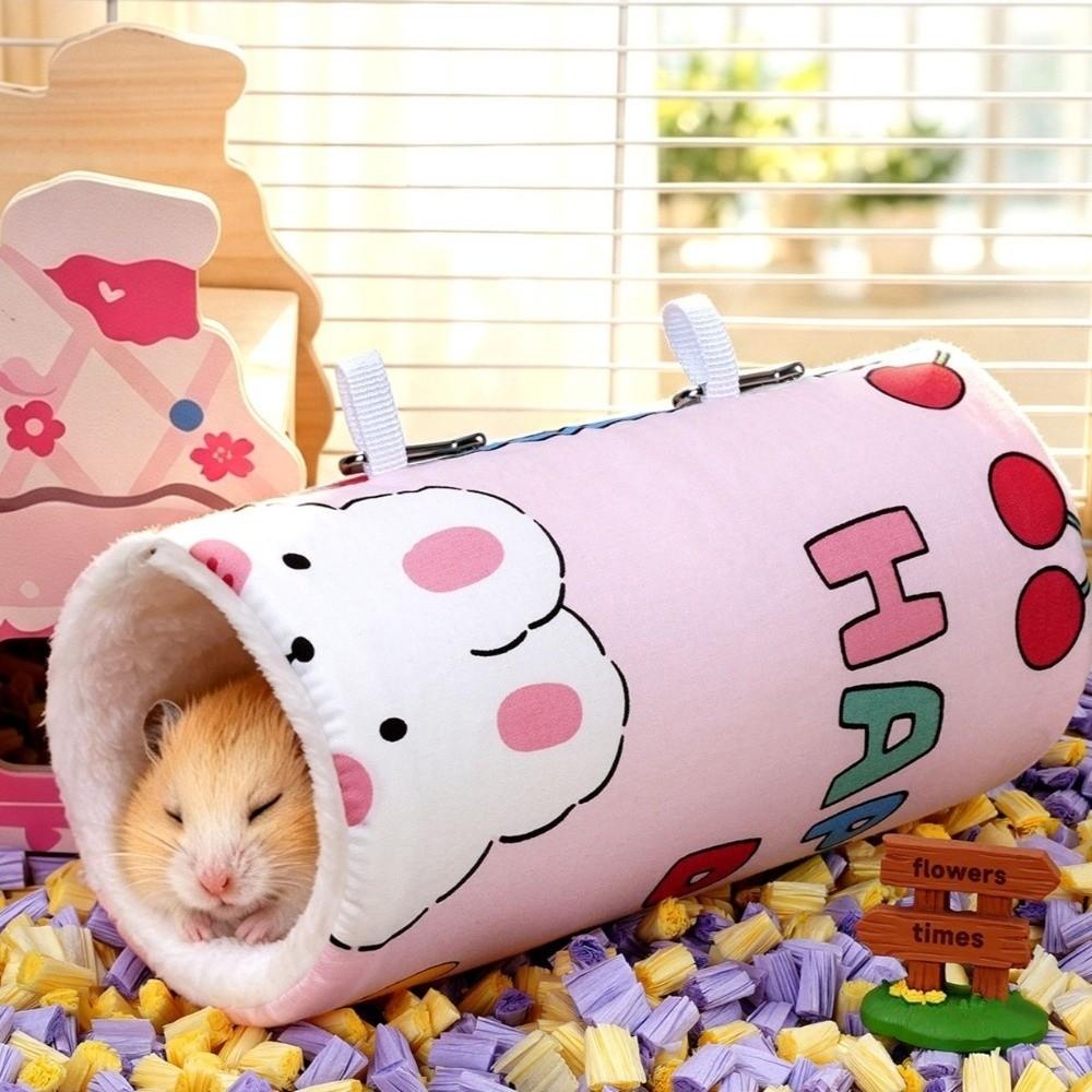 Cartoon Pattern Hamster Plush Tunnel Thickened Guinea Pig Hideout Pet Play Tunnel  Resting