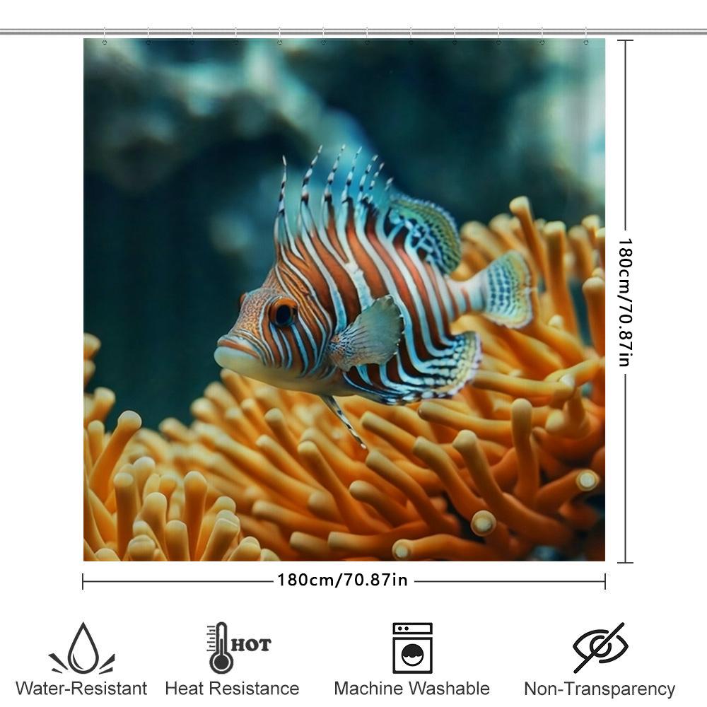 Exotischer Fisch Duschvorhang mit Algen-Design Wasserdichtes Gewebe für Badezimmerdekorationen Badezimmer