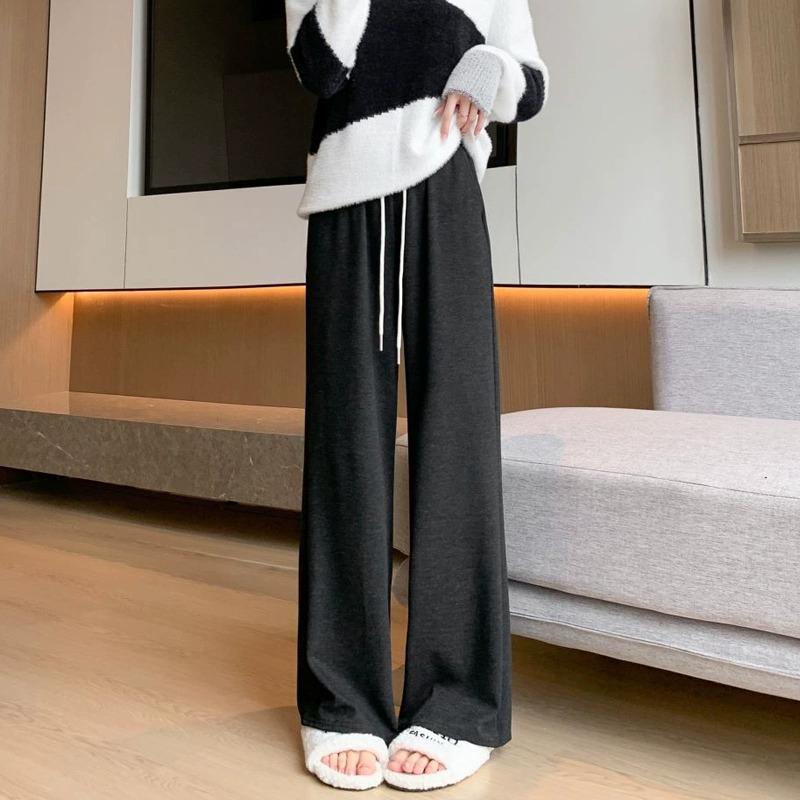 

Petite Gray High-Waisted Slim-Fit Wide-Leg Pants for Women - Soft, Versatile, and Casual Sportswear for Autumn/Winter 145cm XL (recommended 61-65kg)