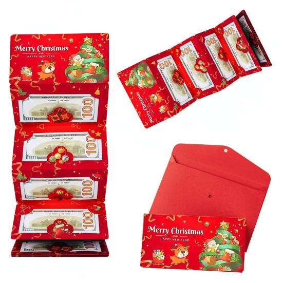 Vánoční obálky na peněžní dárky 6 přihrádek Držák na peníze a dárkové karty na hotovost DIY sváteční překvapení Peněžní obálka pro vánoční párty potřeby