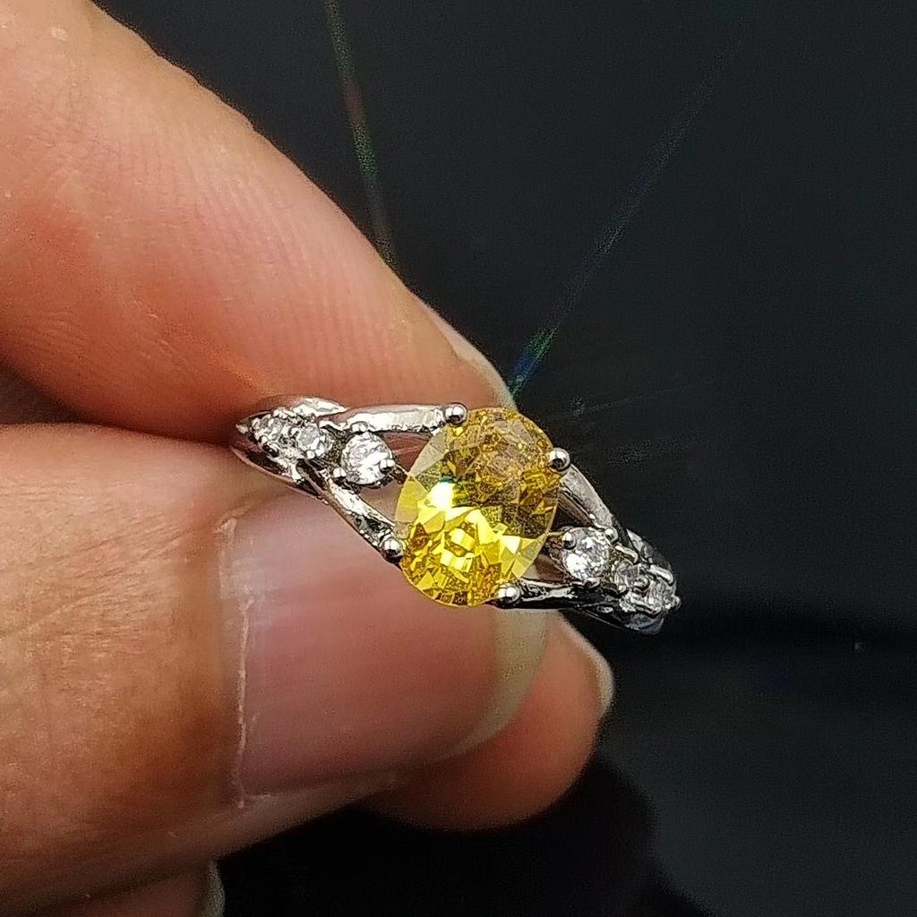 Type Coconut Zir*****Pen Ring Women'S Niche Design Light Luxury Fashion Crystal Ring Hand Jewelry