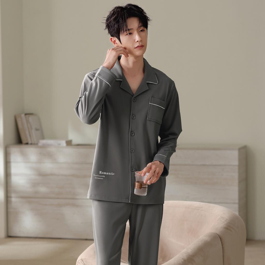 German Velvet Pajamas Men'S Autumn And Winter Thin Velvet Long Sleeves Can Be Worn Outside Large Size Thermal Loungewear Suit