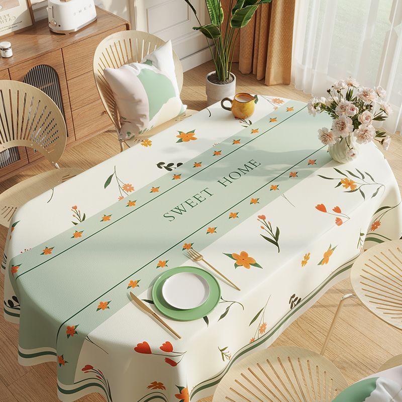 Oval Rectangular Universal Table Waterproof Tablecloth  Green Oil Proof Pvc Table Cover  Dining Table Cover Coffee Shop Decor