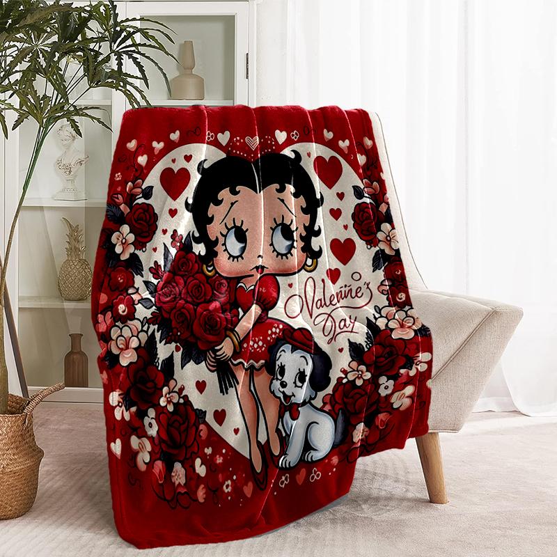 Betty Boop Print Blanket - Soft & Comfortable, for Bedroom, Travel, Sofa, Home Decoration - Birthday Christmas Gift for Friend