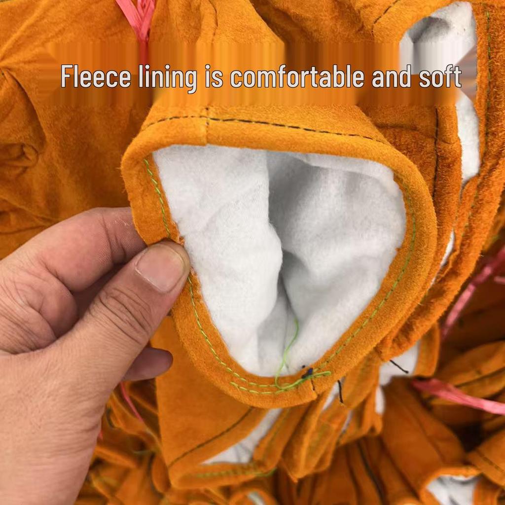 Guantes de Soldadura de Doble Capa de Piel de Vaca Extra Largos: Aislante térmico, Antiescaldaduras, Resistente al desgaste, Suave—Ideal para soldadura fuerte y blanda a alta temperatura