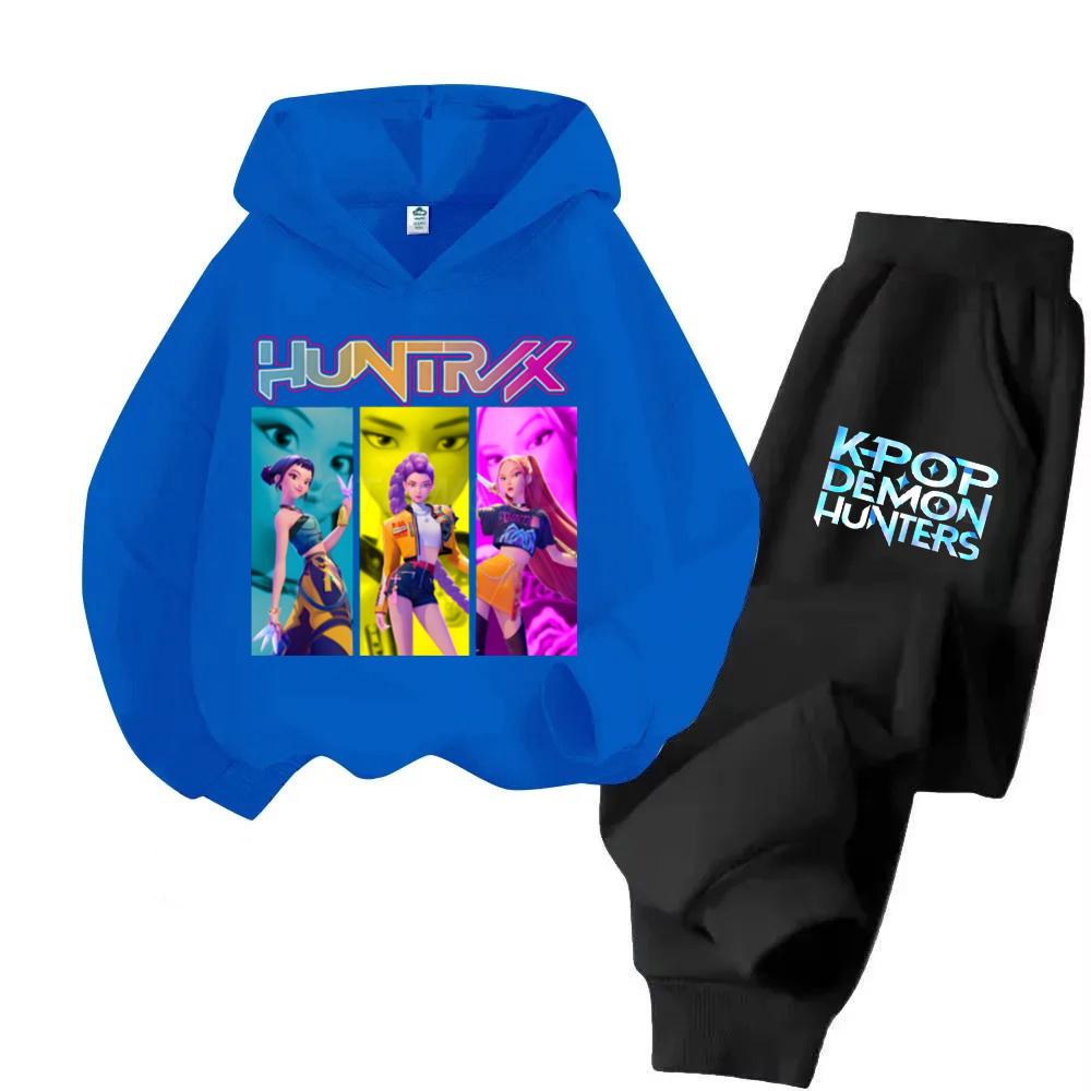KPop Demon Hunters Hoodies + Pants Kids Autumn Sweatshirts Long Sleeve Pullover Girls Boys Comfortable Outfits