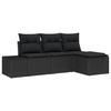 VidaXL Ensemble de Canapé de Jardin 4 Pièces avec Coussins Noir Poly Rattan 3347013