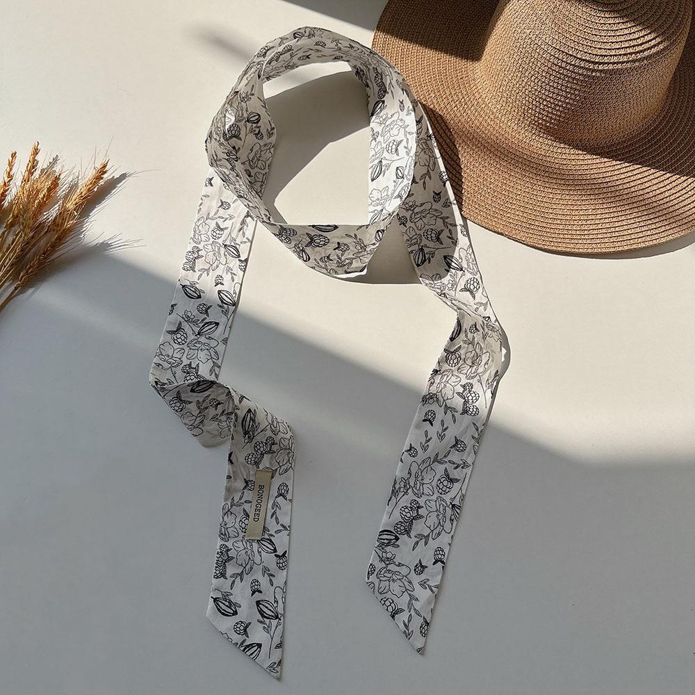 Flower Field Oil Painting Scarf Cotton Extended Long Ribbon Neckerchief Scarf Headband  Women