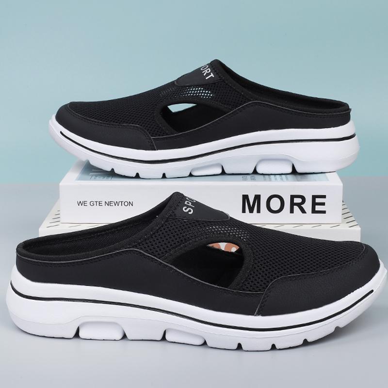 

Крупногабаритная повседневная обувь унисекс и женская обувь на полуподдержке; мужские сандалии с пирсингом на толстой подошве; сетчатые дышащие тапочки 40 чёрный