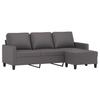 Vidaxl 3-Seater Sofa with Footstool, Grey, 180 Cm, Faux Leather
