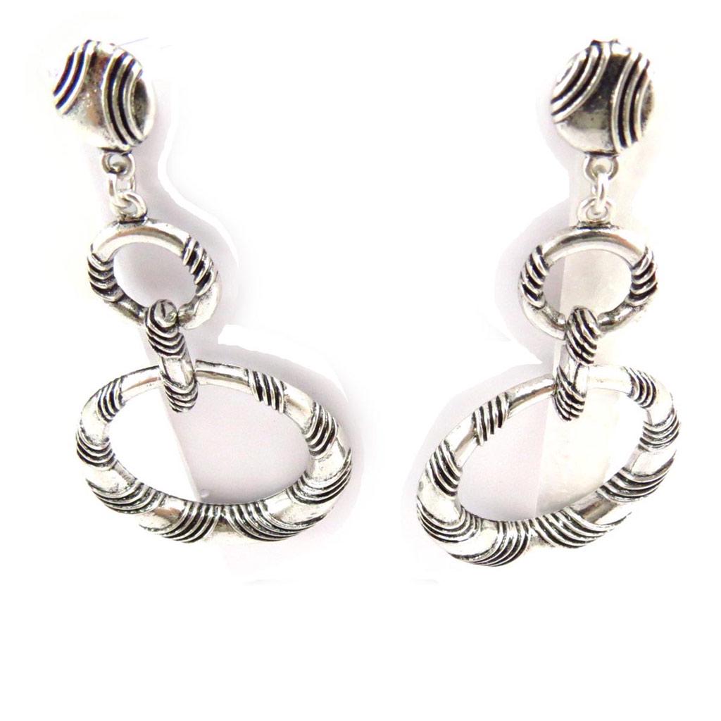 Les Trésors De Lily [J6804] - Designerøredobber 'Cunégonde' sølvfarget