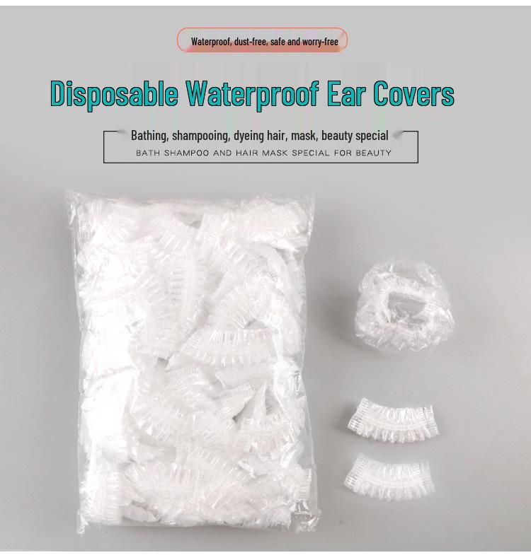 Waterproof Disposable Ear Covers for Piercing, Bathing, Shampooing, Hair Dyeing - 100 Pieces