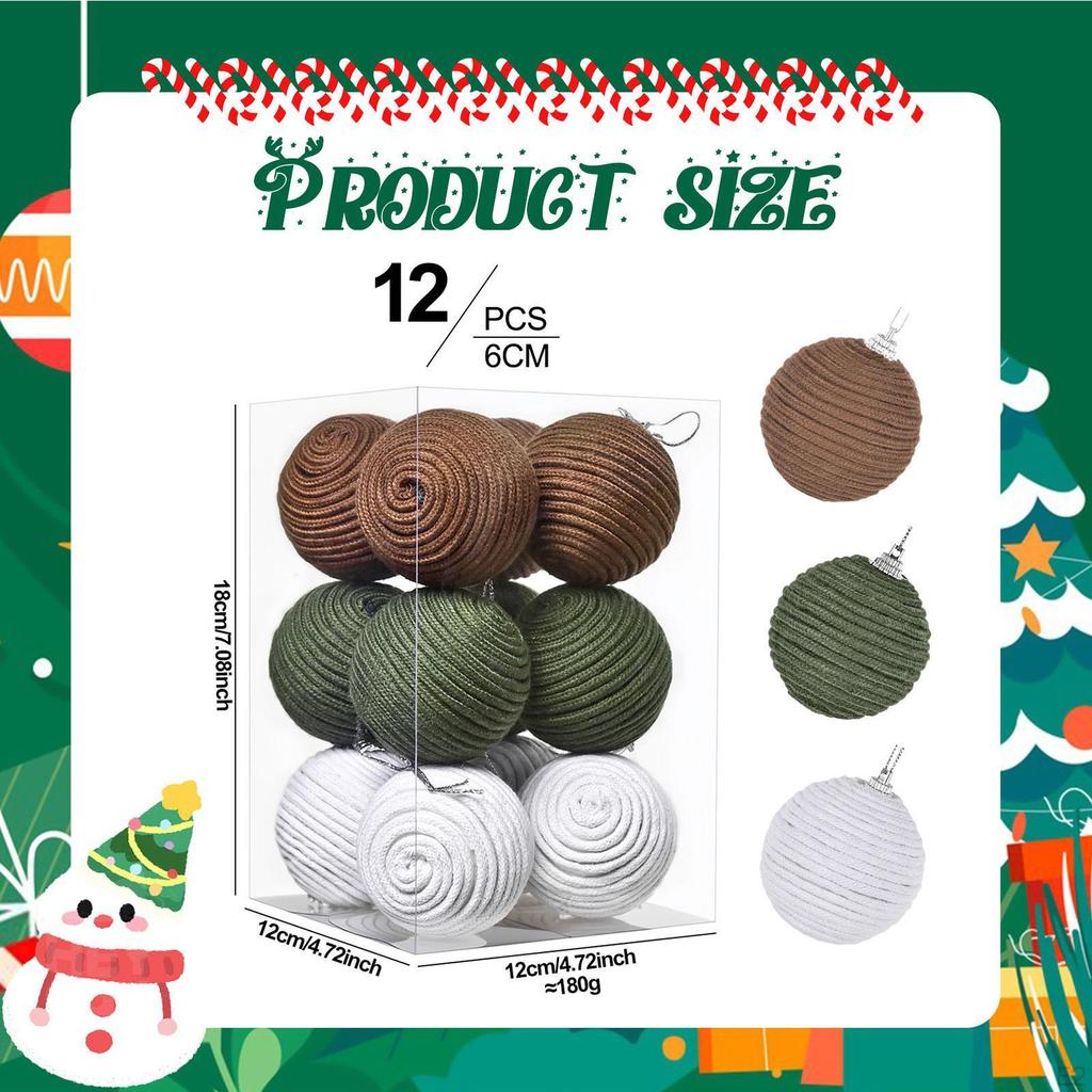 12 Pieces Christmas Balls Tree Decorations Pendants Home Thanksgiving Celebrations Party