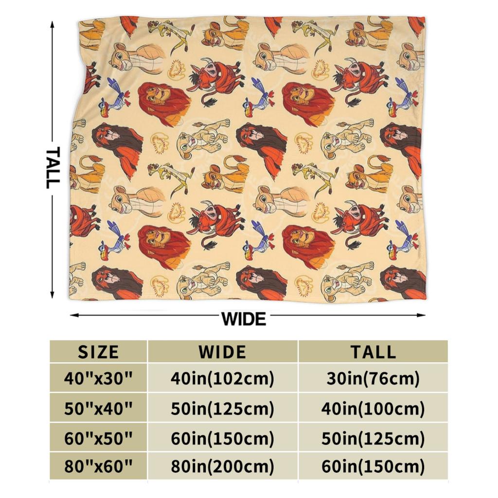Lion King Friends  Blanket Simba Mufasa Nala Plush Novelty Soft Throw Blankets for Home Restaurant Spring Autumn