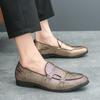 Mode Luxus Gold Herren Spitzschuhe für Hochzeit Weichsohlige Bequeme Flachboden Slipper Herren Business Formelle Schuhe Rutschfest