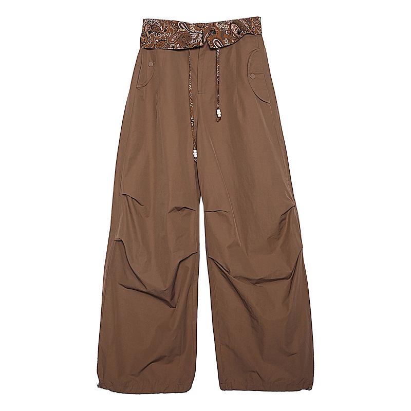 Tuogu Women s High-Waisted Quick-Dry Joggers: Trendy Loose Straight-Leg Parachute Cargo Pants. Small