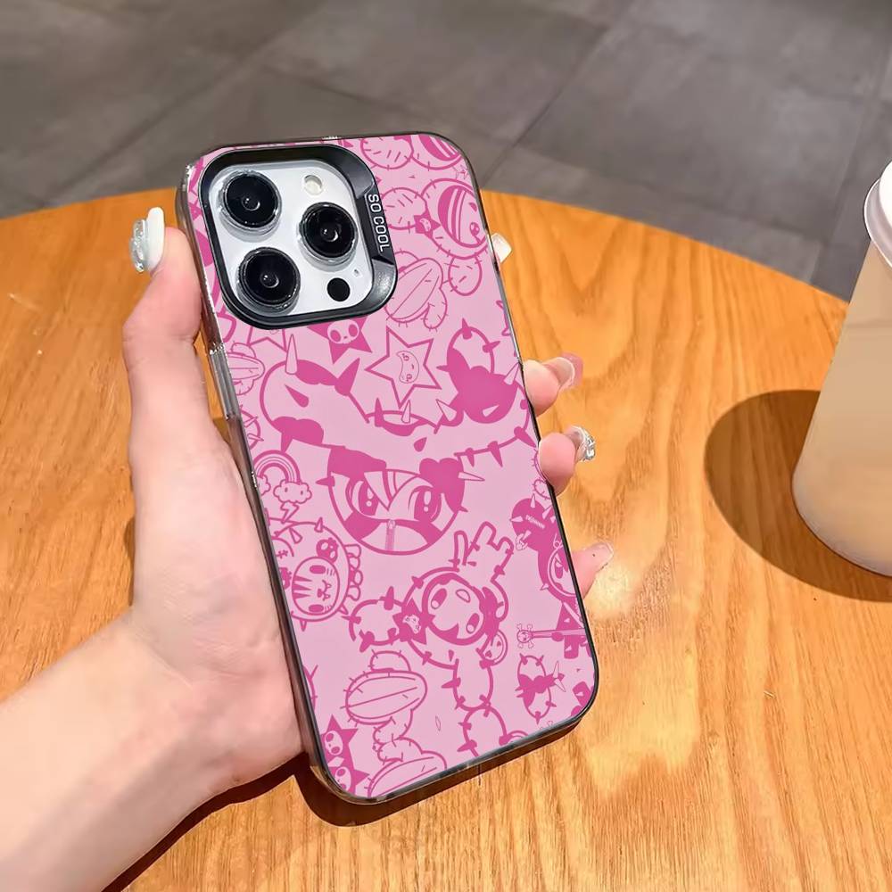 J-style Tokidoki A-Art B-Bright Phone Case For iPhone17,16,15,14,13,12,11,Pro,MAX Gray Matte Silicone Black Cover