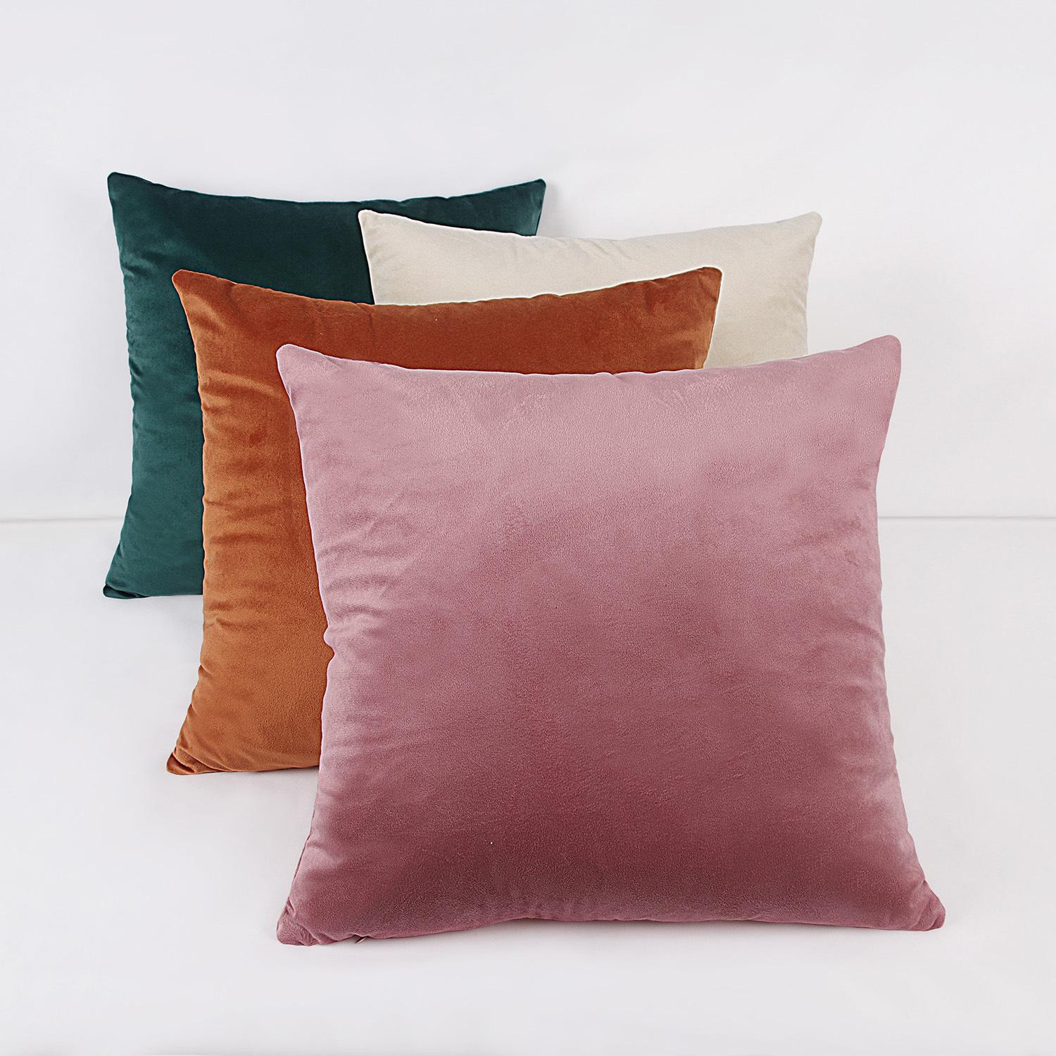 

Simple Solid Color Pillowcase Macaron Color Home Velvet Pillowcase Sofa Office Lunch Break Pillow 45 * 45cm peach skin velvet