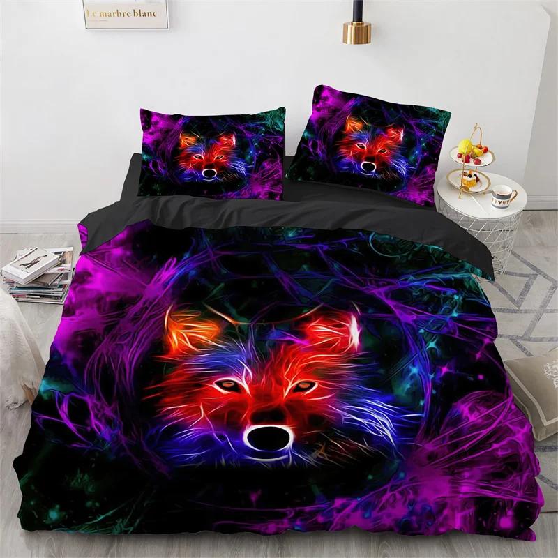 3D Wolf Bettbezug-Set mit Tiermotiv, Einzelbett, Doppelbett, Queen-Size-Bett, King-Size-Bettwäsche, Euro-Bettwäsche, Kissenbezüge für Kinder und Kinder