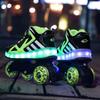 Neue Rollschuhe LED LadeSchalter Einzel- und Doppelreihe Laufrolle Verformungsschuhe für Kinder
